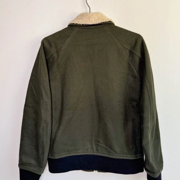 Theory Wool Bomber Jacket Melton Green
